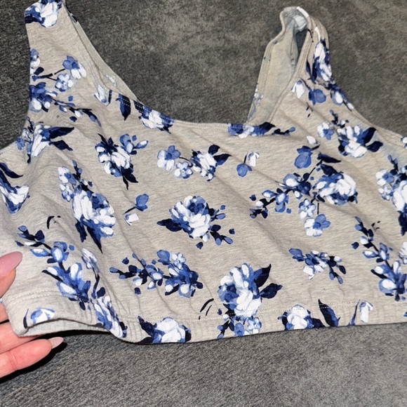 Fruit of the Loom- Blue Floral Print Crop Top size 42 - Picture 5 of 8